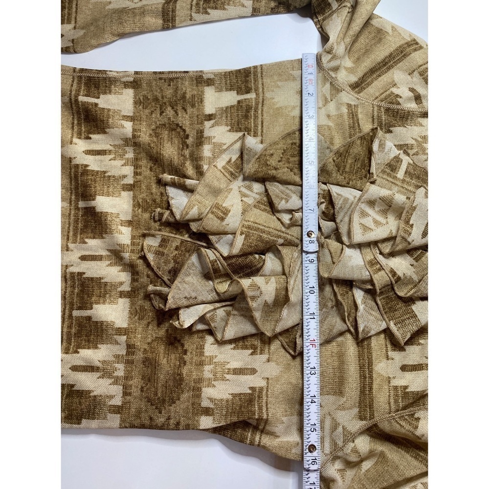 Lauren Ralph Lauren Semi Sheer Aztec Print Ruffle Long Sleeve Top - Picture 10 of 10